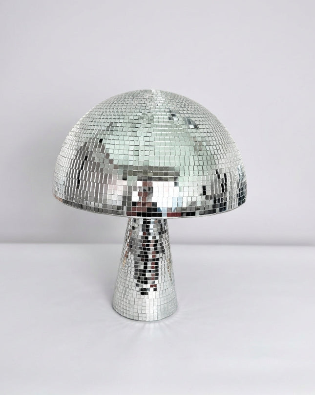 Lampa stołowa retro w kształcie grzyba z lustrzaną mozaiką szklaną, idealna jako dekor 0