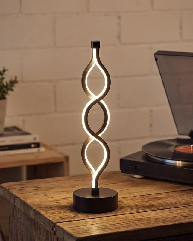 Lampa stołowa spiralna LED o rzeźbiarskim designie, kompaktowa i energooszczędna, ideal 0