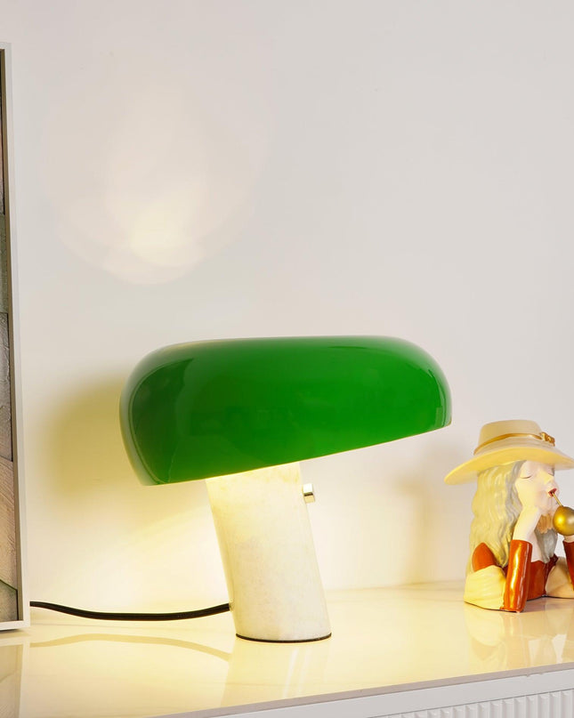 Lampa Stołowa Szklana Art Marble z Białego Marmuru – Elegancka Lampa Stołowa do Salonu i Sypialni 10