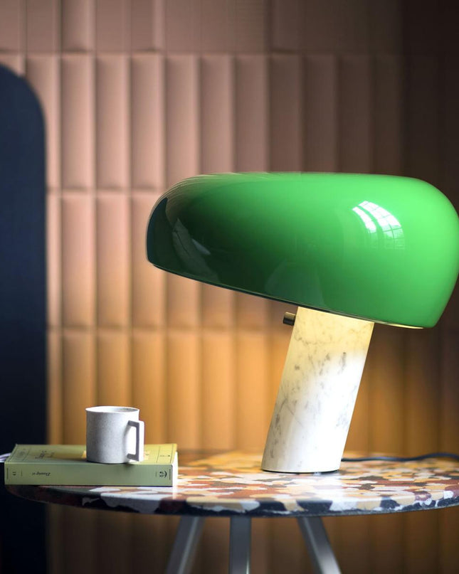 Lampa Stołowa Szklana Art Marble z Białego Marmuru – Elegancka Lampa Stołowa do Salonu i Sypialni 3