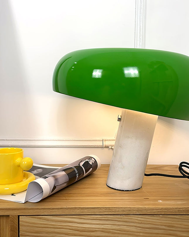 Lampa Stołowa Szklana Art Marble z Białego Marmuru – Elegancka Lampa Stołowa do Salonu i Sypialni 4