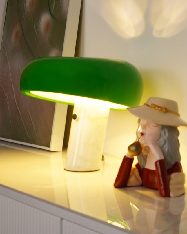 Lampa Stołowa Szklana Art Marble z Białego Marmuru – Elegancka Lampa Stołowa do Salonu i Sypialni 5