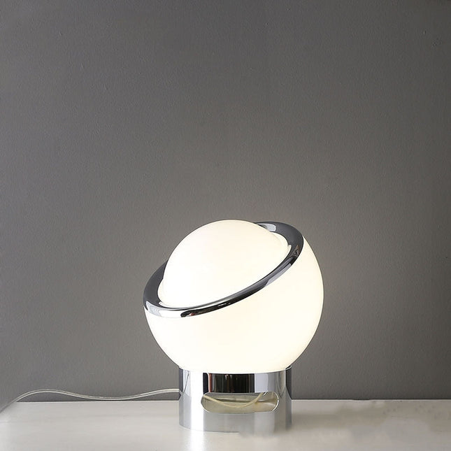 Lampa Stołowa Szklana Bauhaus z Opalowego Szkła – Minimalistyczna Lampka do Salonu, Nowoczesny Design, 25 cm Wysokości 4