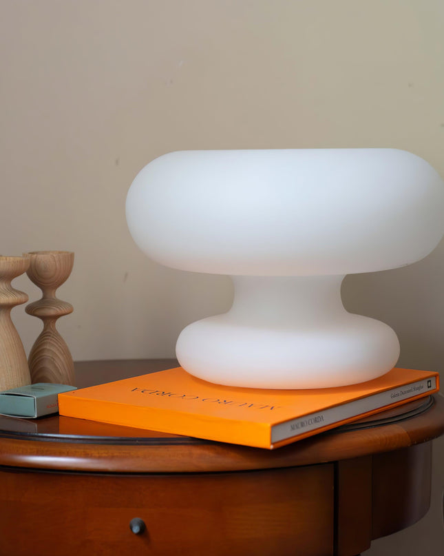 Lampa Stołowa Szklana Donut z Metalowym Wykończeniem – Ciepłe Oświetlenie do Salonu i Sypialni 0