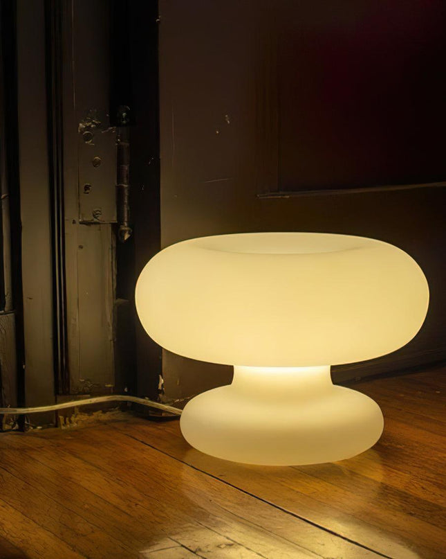 Lampa Stołowa Szklana Donut z Metalowym Wykończeniem – Ciepłe Oświetlenie do Salonu i Sypialni 1