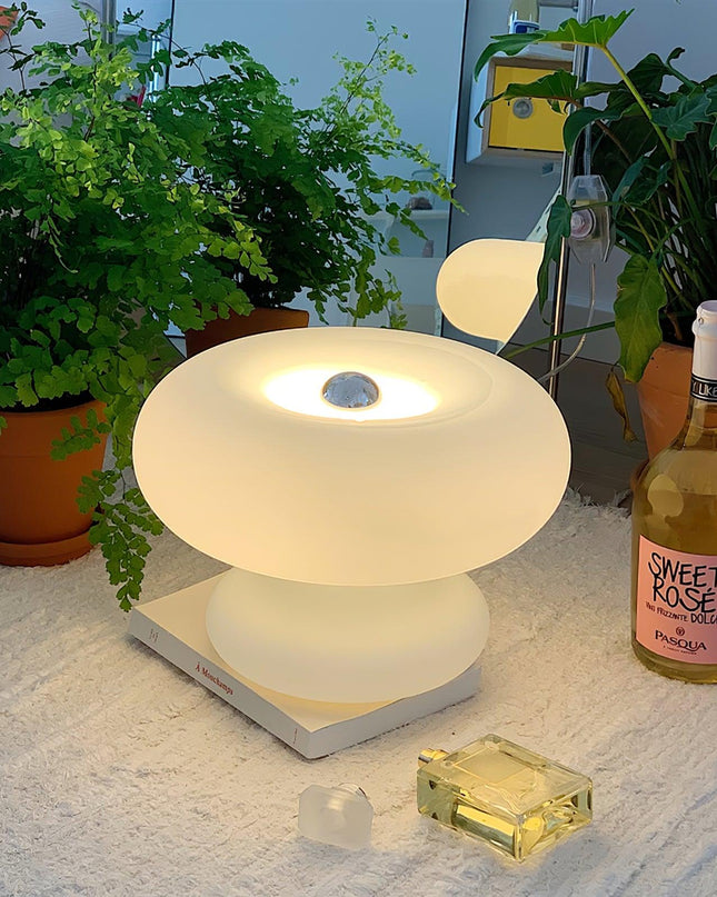 Lampa Stołowa Szklana Donut z Metalowym Wykończeniem – Ciepłe Oświetlenie do Salonu i Sypialni 2