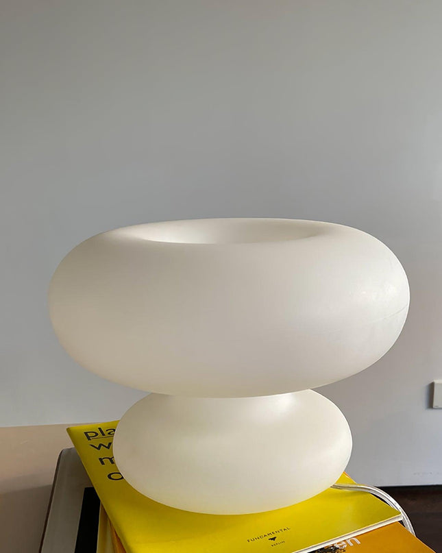 Lampa Stołowa Szklana Donut z Metalowym Wykończeniem – Ciepłe Oświetlenie do Salonu i Sypialni 6