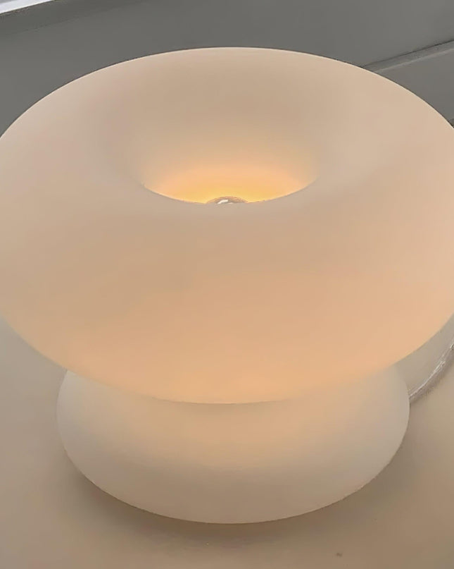 Lampa Stołowa Szklana Donut z Metalowym Wykończeniem – Ciepłe Oświetlenie do Salonu i Sypialni 8