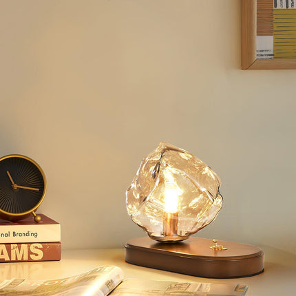 Lampa Stołowa Szklana Icestone z Metalową Podstawą do Salonów – Elegancka i Funkcjonalna Lampka Stołowa 3