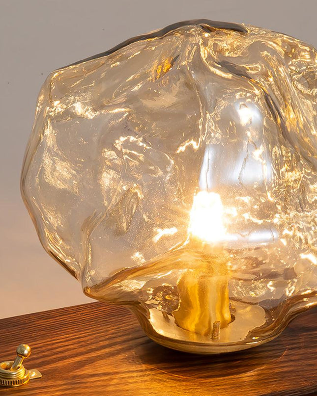 Lampa Stołowa Szklana Icestone z Metalową Podstawą do Salonów – Elegancka i Funkcjonalna Lampka Stołowa 5