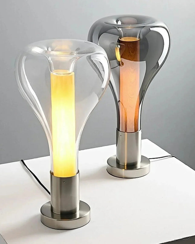 Lampa Stołowa Szklana Lava Art z Efektem Lawy – Nowoczesne Lampy Stołowe do Salonów, 22 cm średnicy, Oświetlenie LED 1