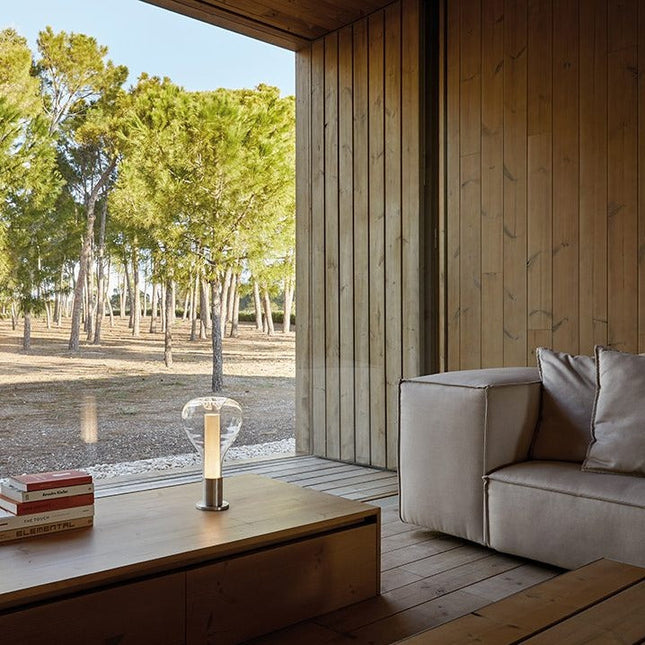 Lampa Stołowa Szklana Lava Art z Efektem Lawy – Nowoczesne Lampy Stołowe do Salonów, 22 cm średnicy, Oświetlenie LED 3