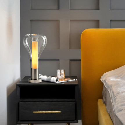 Lampa Stołowa Szklana Lava Art z Efektem Lawy – Nowoczesne Lampy Stołowe do Salonów, 22 cm średnicy, Oświetlenie LED 6