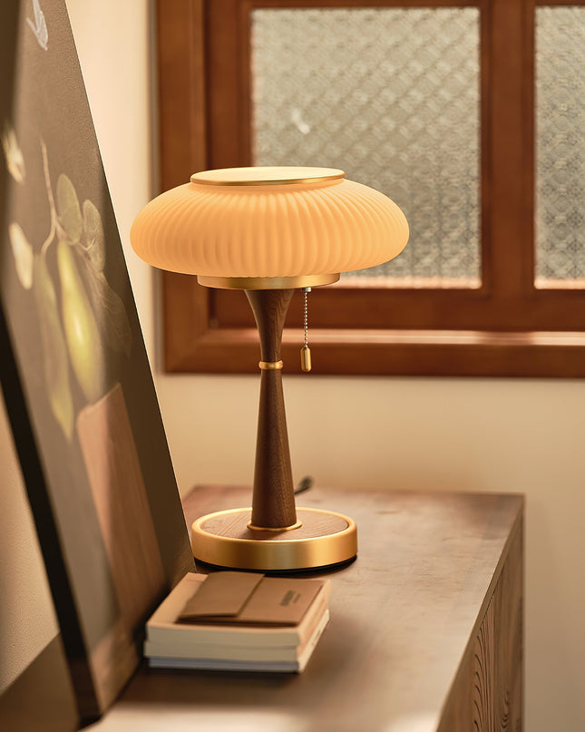 Lampa Stołowa Szklana Matsutake z Metalowym Wykończeniem – Elegancka Lampa Stołowa do Salonów i Biur, 36 cm 8