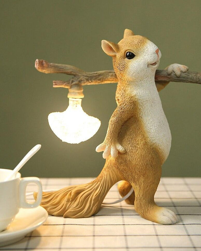 Lampa Stołowa Szklana Wiewiórka – Designerska Lampka do Salonu i Sypialni z Oświetleniem LED, 25 cm 0