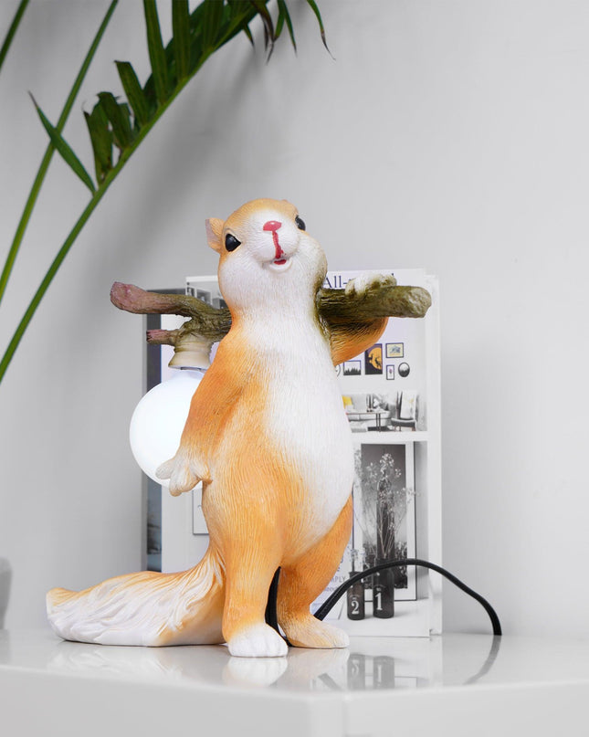 Lampa Stołowa Szklana Wiewiórka – Designerska Lampka do Salonu i Sypialni z Oświetleniem LED, 25 cm 2