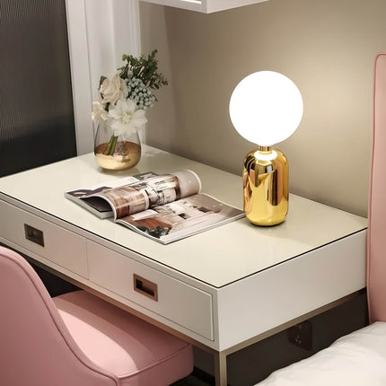 Lampa Stołowa Szklana w Czarnej Obudowie – Elegancka Lampa Stołowa do Salonu i Biura 6