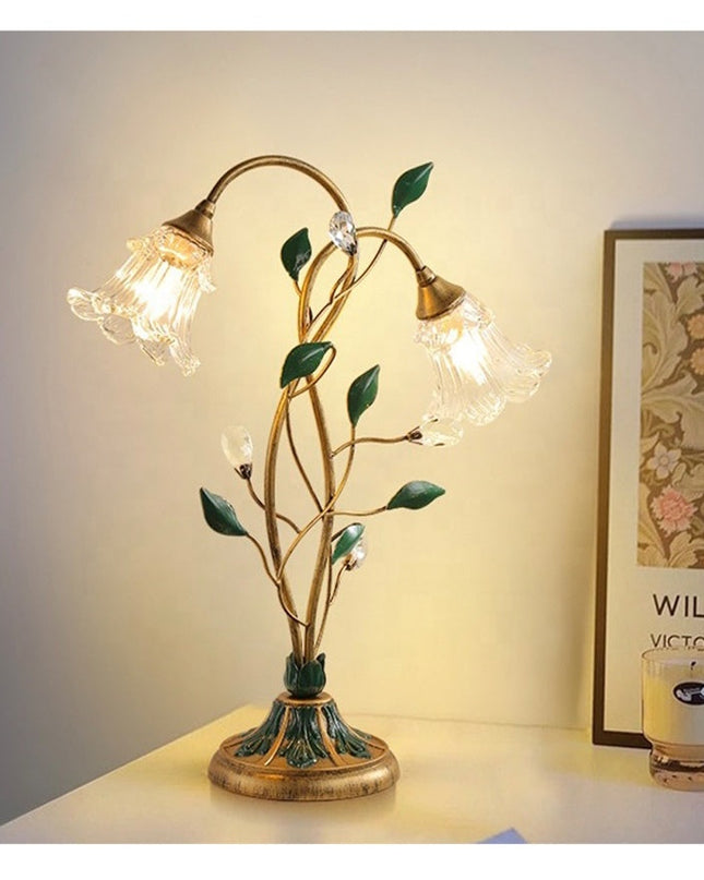 Lampa Stołowa Szklana w Kształcie Kwiatka – Vintage Design z Ciepłym Światłem do Salonów i Sypialni 0