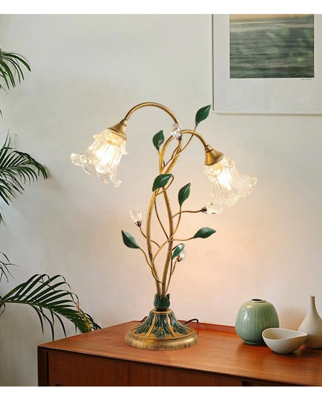 Lampa Stołowa Szklana w Kształcie Kwiatka – Vintage Design z Ciepłym Światłem do Salonów i Sypialni 1