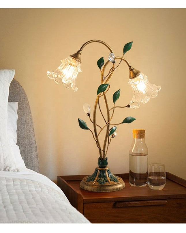 Lampa Stołowa Szklana w Kształcie Kwiatka – Vintage Design z Ciepłym Światłem do Salonów i Sypialni 2