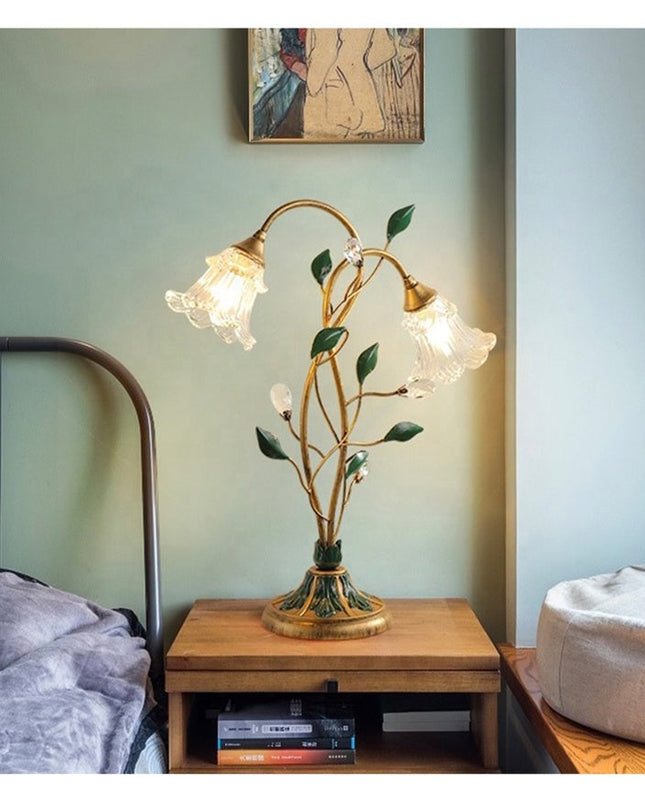 Lampa Stołowa Szklana w Kształcie Kwiatka – Vintage Design z Ciepłym Światłem do Salonów i Sypialni 3