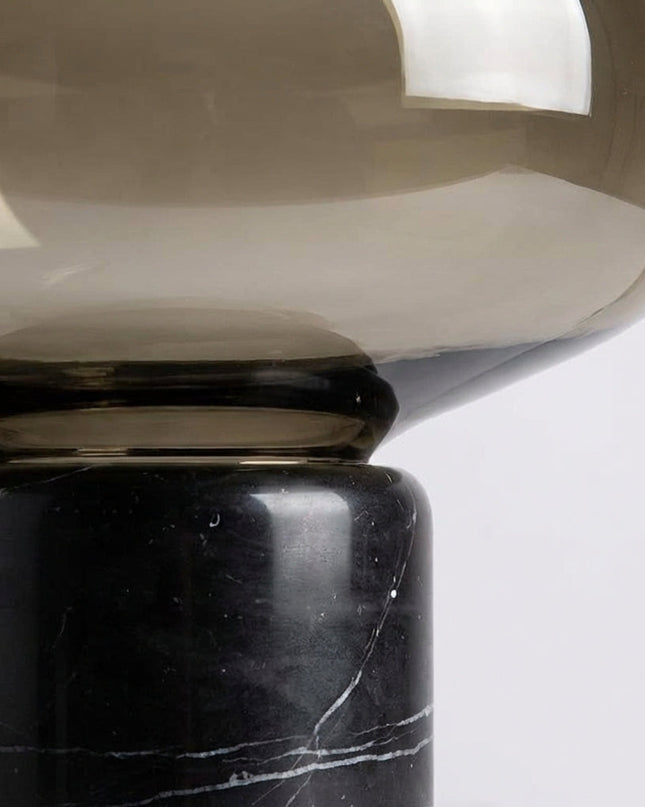Lampa stołowa szklana z marmurową podstawą, postmodernistyczny design, ciepłe nastrojowe 3