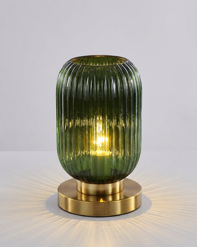 Lampa stołowa szklana z metalową podstawą LED w nowoczesnym designie, idealna do salonu i sypial 2