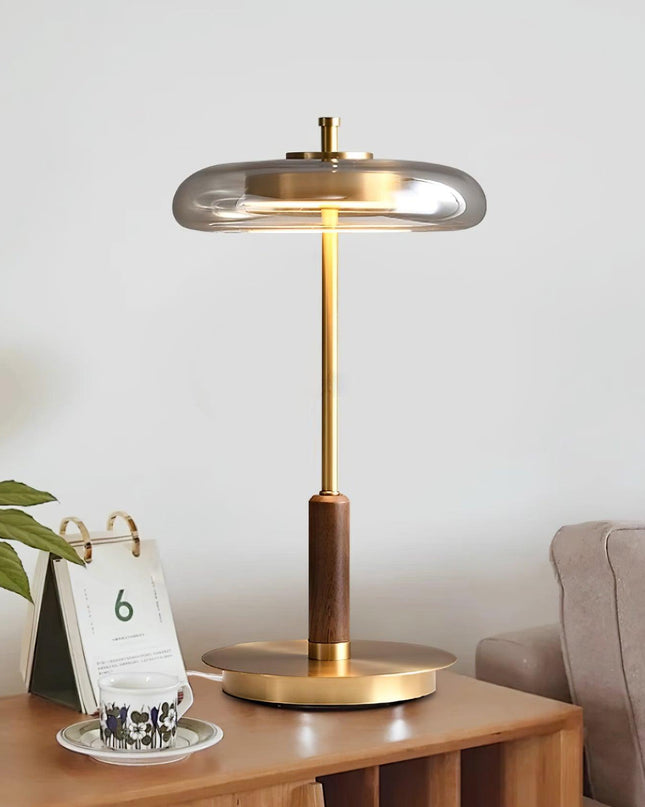 Lampa Stołowa Szklana z Metalowym Kloszem LED – Czarna, Elegancka Lampa do Salonu, Sypialni lub Biura 0