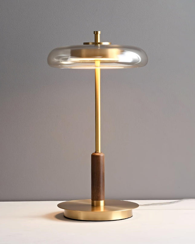 Lampa Stołowa Szklana z Metalowym Kloszem LED – Czarna, Elegancka Lampa do Salonu, Sypialni lub Biura 1