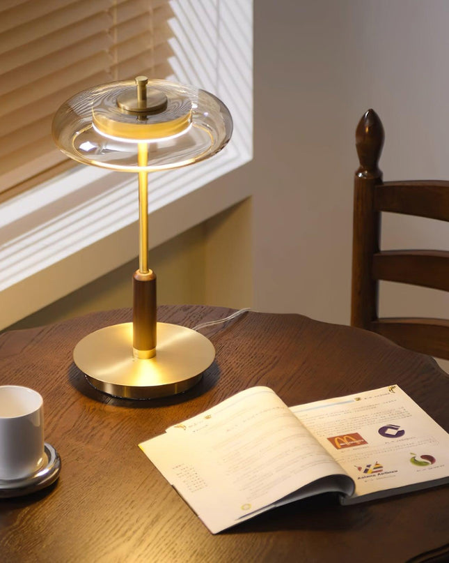 Lampa Stołowa Szklana z Metalowym Kloszem – Nowoczesna Lampa LED do Salonów i Wnętrz 2