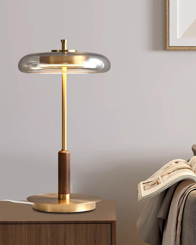 Lampa Stołowa Szklana z Metalowym Kloszem – Nowoczesna Lampa LED do Salonów i Wnętrz 7