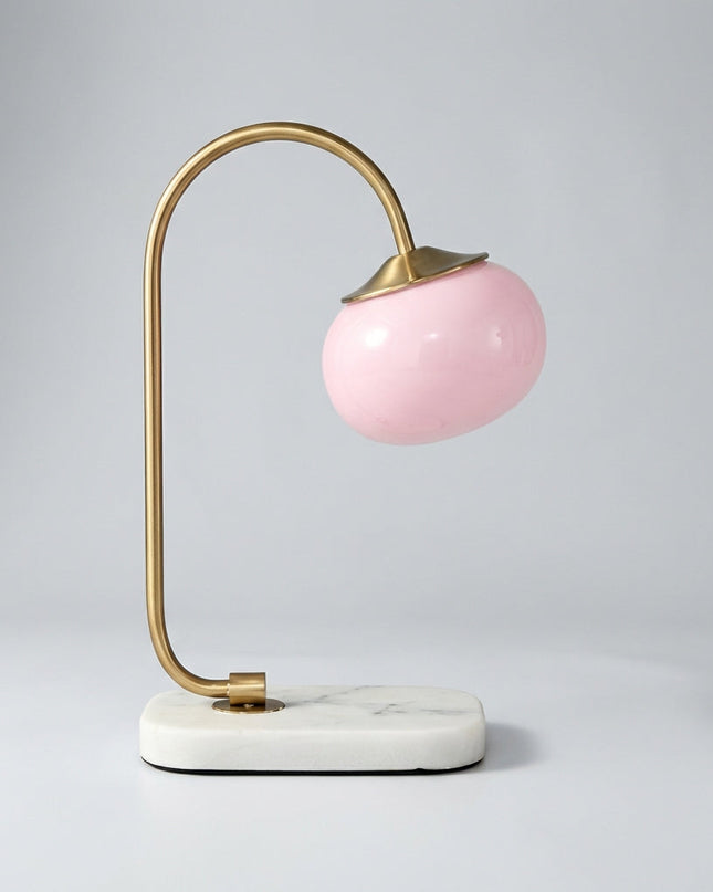 Lampa stołowa szklana z okrągłym kloszem E27, nowoczesny metalowy design idealna do salon 0