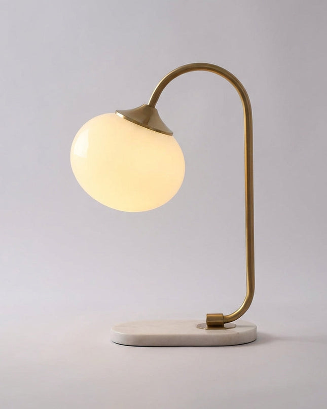 Lampa stołowa szklana z okrągłym kloszem E27, nowoczesny metalowy design idealna do salon 2