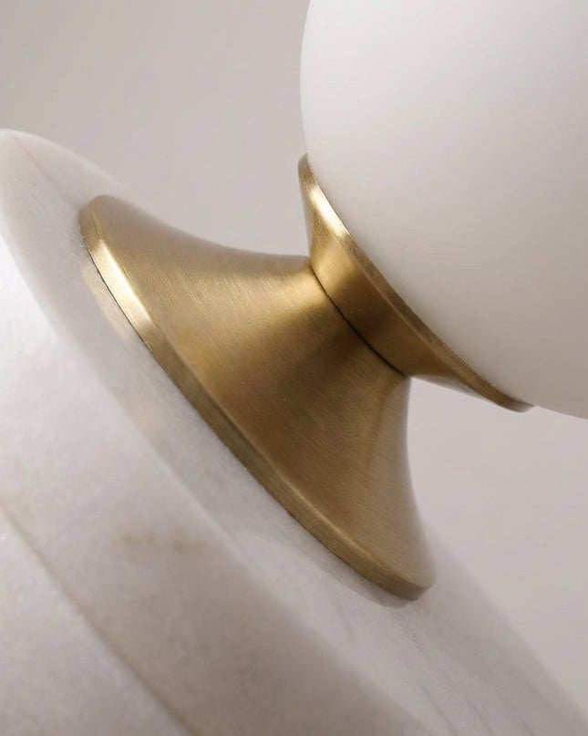 Lampa stołowa szklana z okrągłym kloszem E27, nowoczesny metalowy design idealna do salon 3