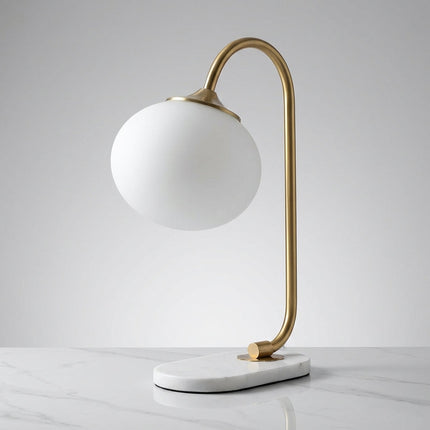 Lampa stołowa szklana z okrągłym kloszem E27, nowoczesny metalowy design idealna do salon 5