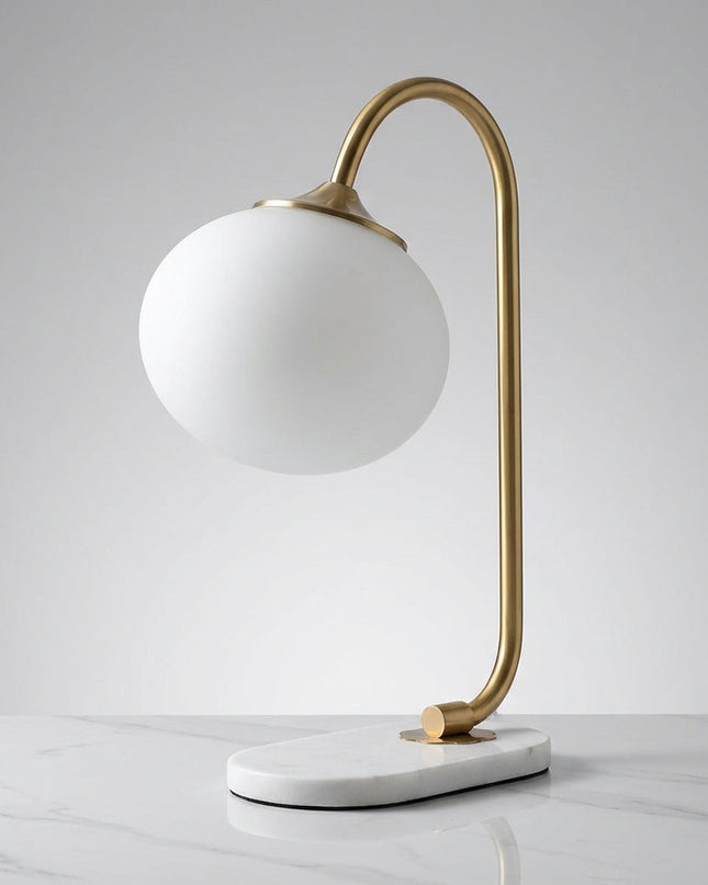 Lampa stołowa szklana z okrągłym kloszem E27, nowoczesny metalowy design idealna do salon 5