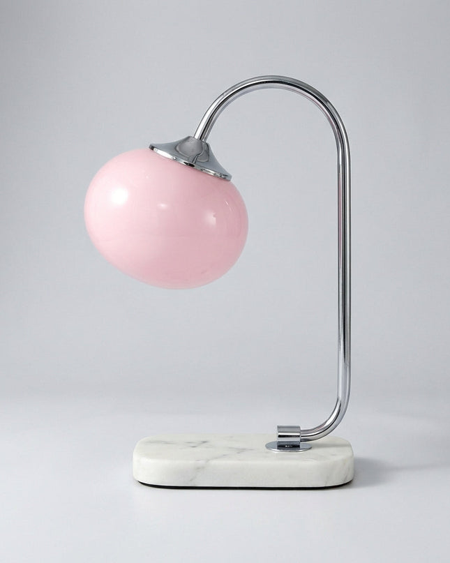 Lampa stołowa szklana z okrągłym kloszem E27, nowoczesny metalowy design idealna do salon 6