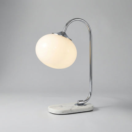 Lampa stołowa szklana z okrągłym kloszem E27, nowoczesny metalowy design idealna do salon 7