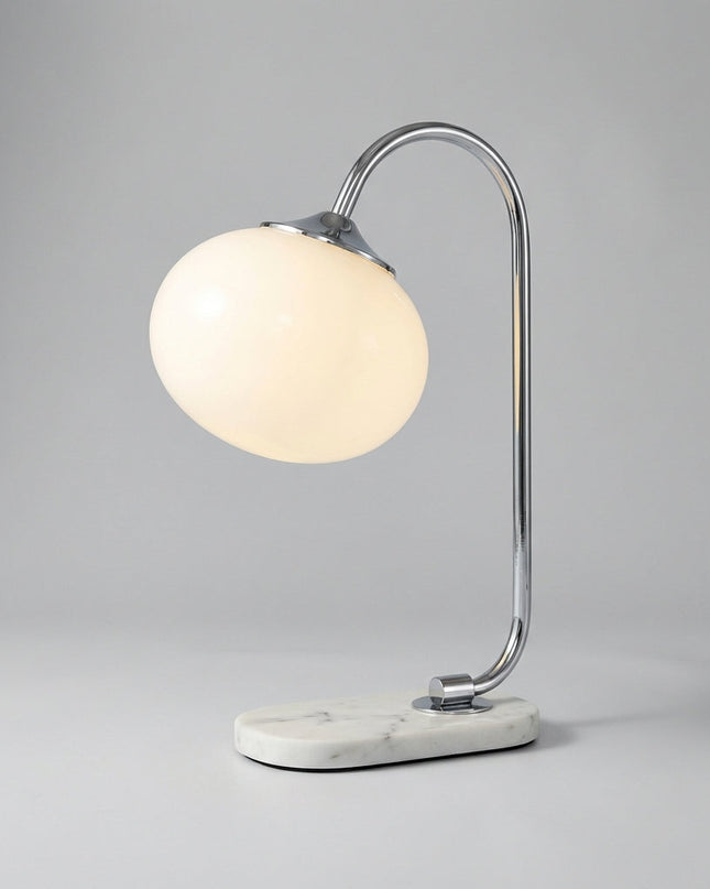 Lampa stołowa szklana z okrągłym kloszem E27, nowoczesny metalowy design idealna do salon 7