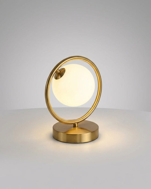 Lampa stołowa ściemniana z pierścieniem LED, szklana, nowoczesny design, regulowane światło, komp 2