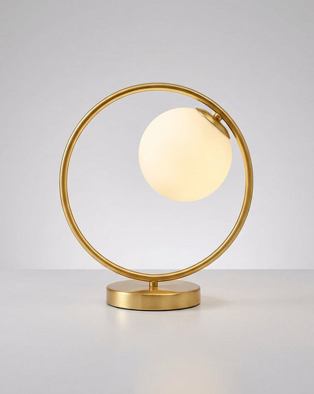 Lampa stołowa ściemniana z pierścieniem LED, szklana, nowoczesny design, regulowane światło, komp 4