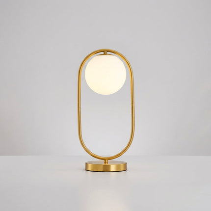 Lampa stołowa ściemniana z pierścieniem LED, szklana, nowoczesny design, regulowane światło, komp 5