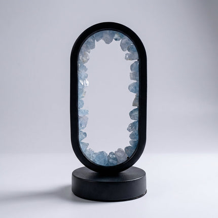 Lampa stołowa z ametystu o miękkim świetle otoczenia, owalna rama, idealna do salonów i 8
