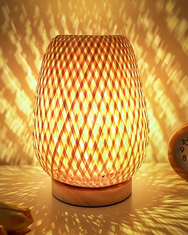 Lampa stołowa z bambusa z zasilaniem USB, ekologiczne i energooszczędne oświetlenie idealne do 3