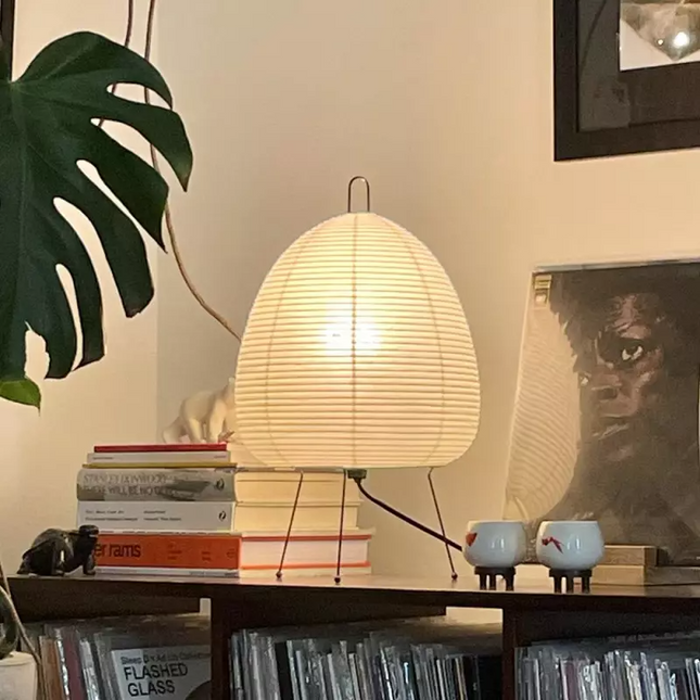 Lampa Stołowa z Papieru Morwowego w Stylu Japońskim – Nowoczesna Lampka do Salonu, Sypialni, Biura, Światło LED, Wysokość 43 cm 2