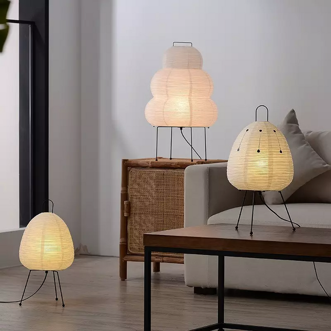Lampa Stołowa z Papieru Morwowego w Stylu Japońskim – Nowoczesna Lampka do Salonu, Sypialni, Biura, Światło LED, Wysokość 43 cm 7
