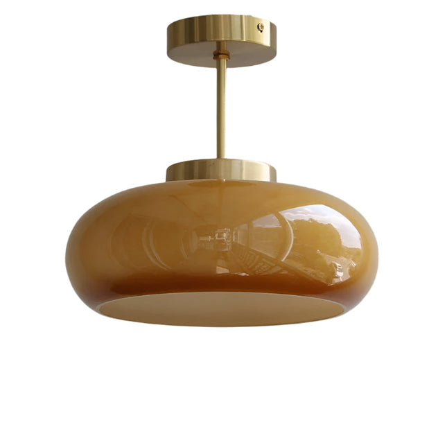 Lampa Sufitowa 11 Cal z Pomarańczową Kopułą – Vintage Styl do Salonu i Wnętrz, Wysokiej Jakości Miedź i Szkło 1