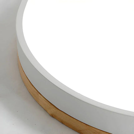 Lampa sufitowa LED ściemnialna z pilotem i drewnianym wykończeniem, okrągła, 8