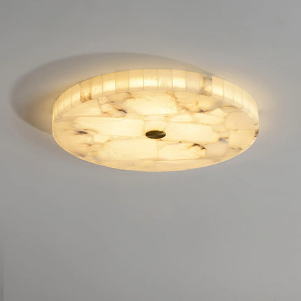 Lampa sufitowa LED z alabastrowym kloszem, nowoczesny design, wpuszczany montaż, dostępna w 12