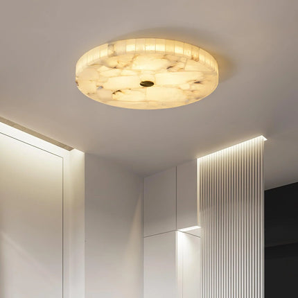 Lampa sufitowa LED z alabastrowym kloszem, nowoczesny design, wpuszczany montaż, dostępna w 4